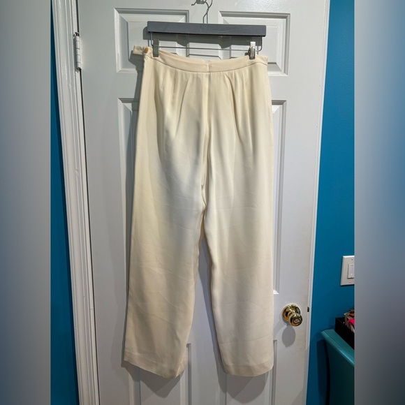 Ann Taylor Loft silk cream white straight leg pants sz 10 M - Picture 2 of 3